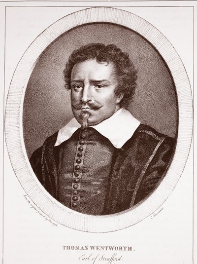 Thomas Wentworth, Earl of Strafford, attributed to C. Fauconnier, engraved by de Langlume by Anthony van Dyck